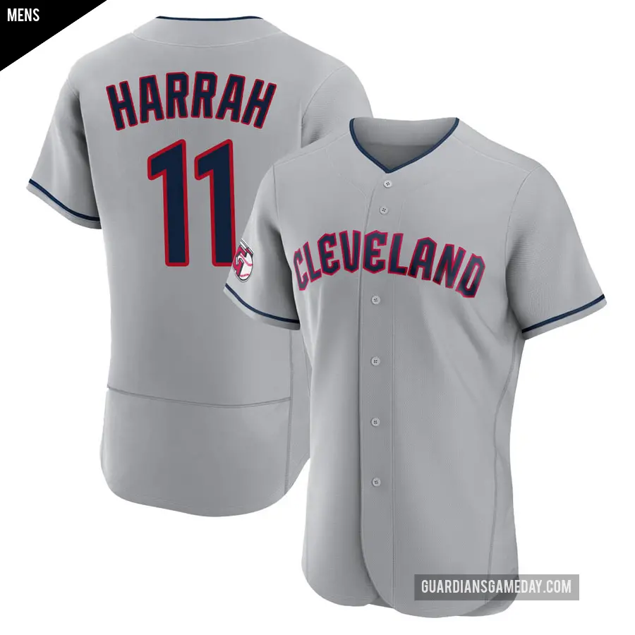 Men's Cleveland Guardians ＃11 Toby Harrah Authentic Gray Road Jersey