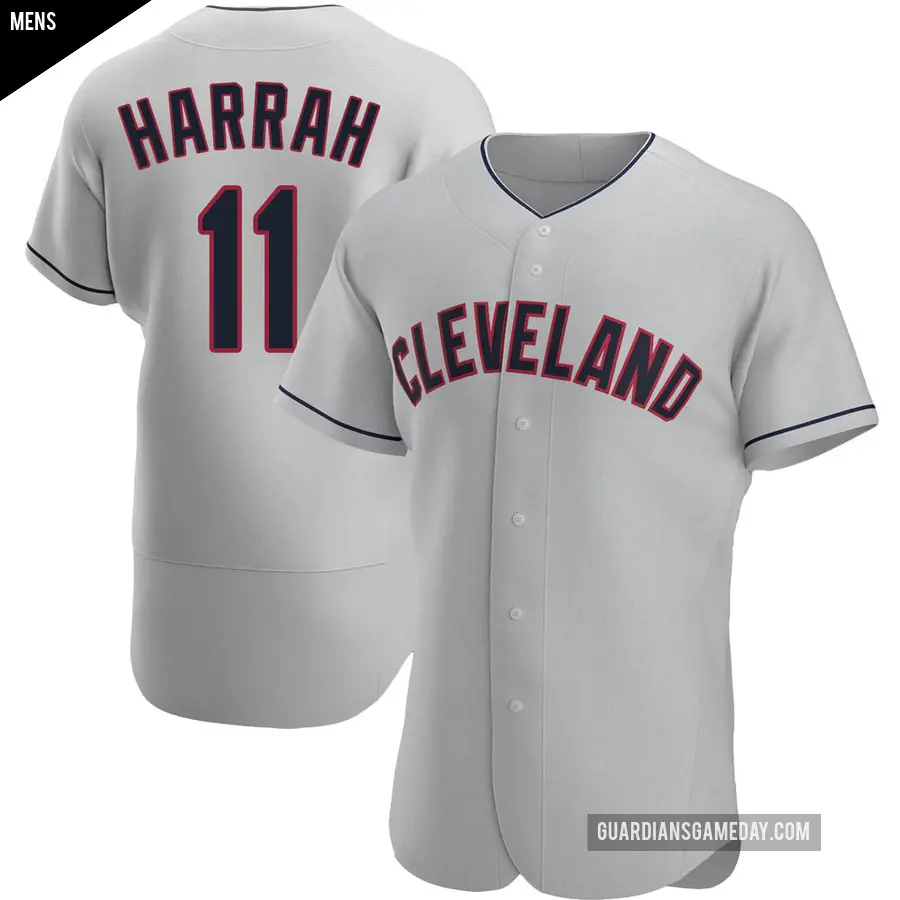 Men's Cleveland Guardians ＃11 Toby Harrah Authentic Gray Road Jersey