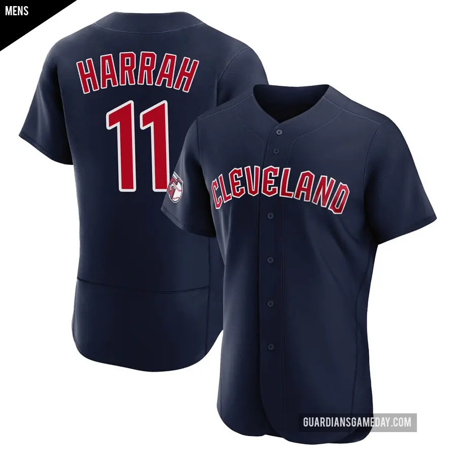 Men's Cleveland Guardians ＃11 Toby Harrah Authentic Navy Alternate Jersey