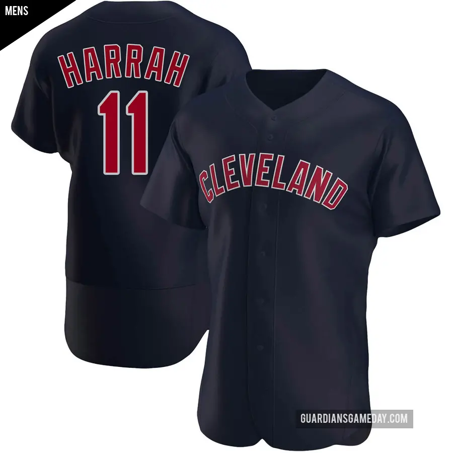 Men's Cleveland Guardians ＃11 Toby Harrah Authentic Navy Alternate Jersey