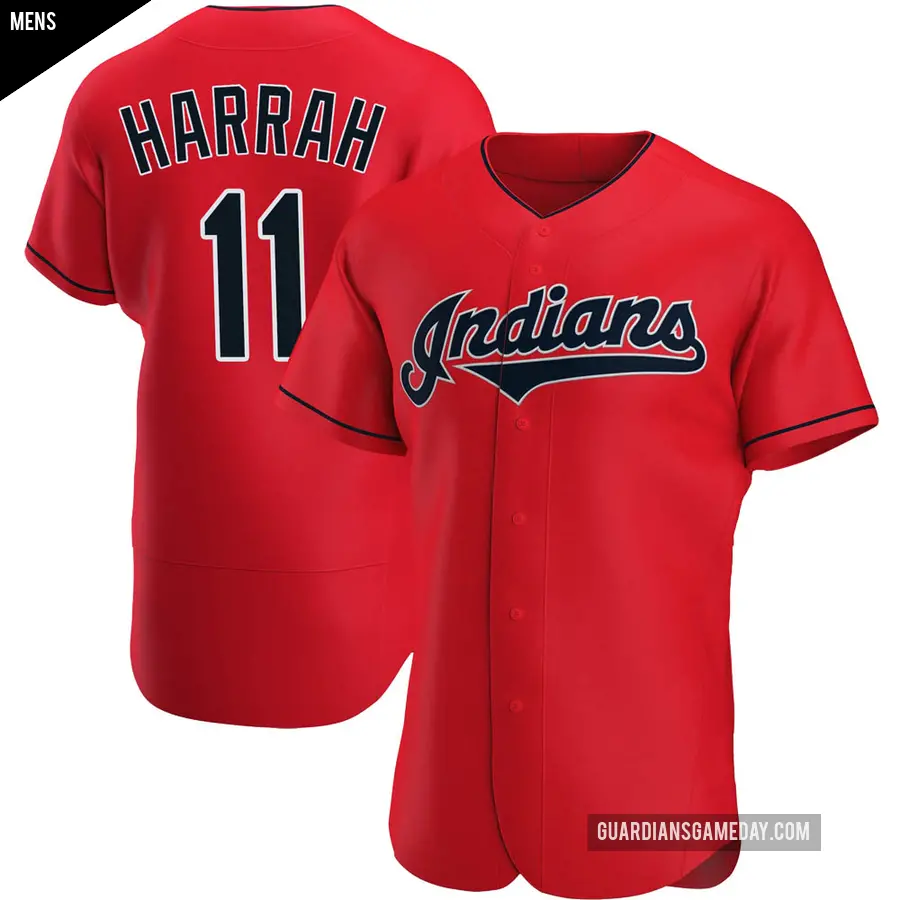 Men's Cleveland Guardians ＃11 Toby Harrah Authentic Red Alternate Jersey