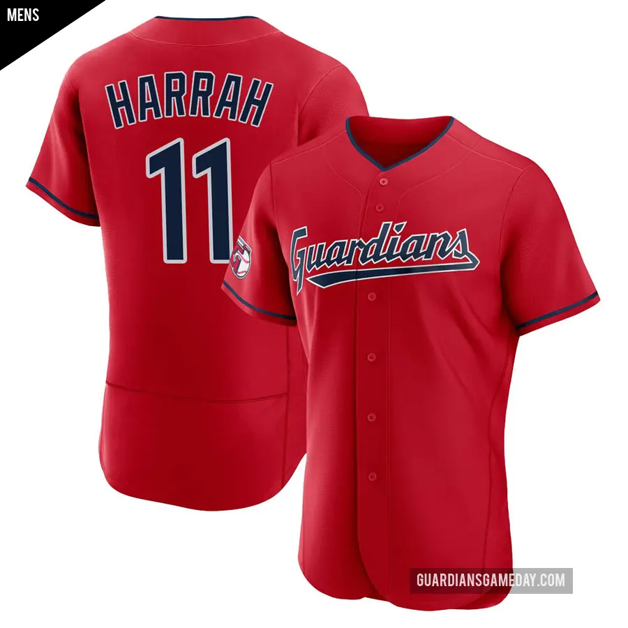 Men's Cleveland Guardians ＃11 Toby Harrah Authentic Red Alternate Jersey