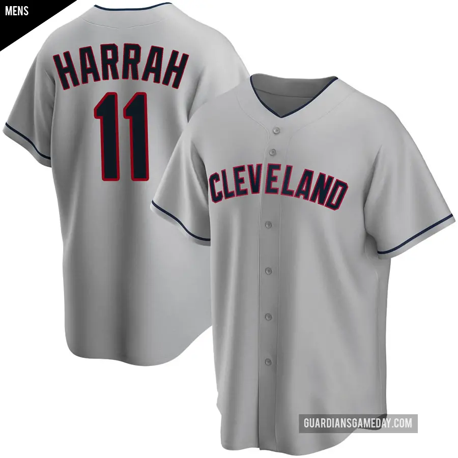 Men's Cleveland Guardians ＃11 Toby Harrah Replica Gray Road Jersey