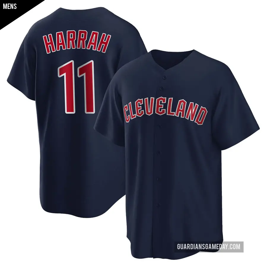 Men's Cleveland Guardians ＃11 Toby Harrah Replica Navy Alternate Jersey