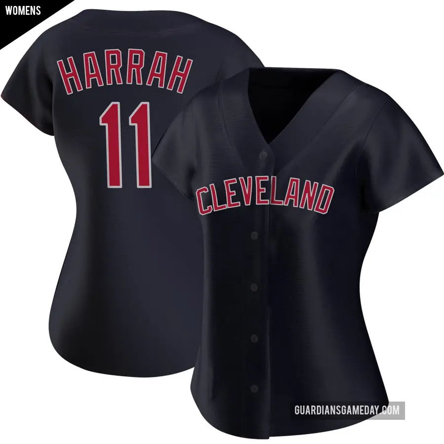 Women's Cleveland Guardians ＃11 Toby Harrah Authentic Navy Alternate Jersey