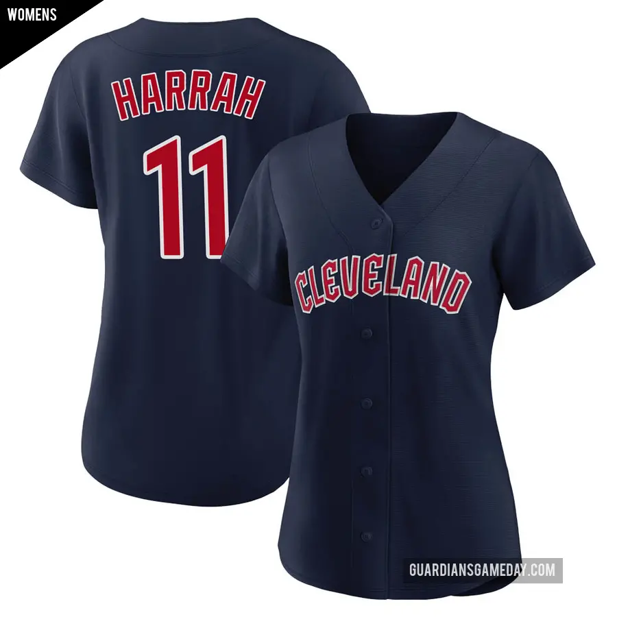 Women's Cleveland Guardians ＃11 Toby Harrah Authentic Navy Alternate Jersey