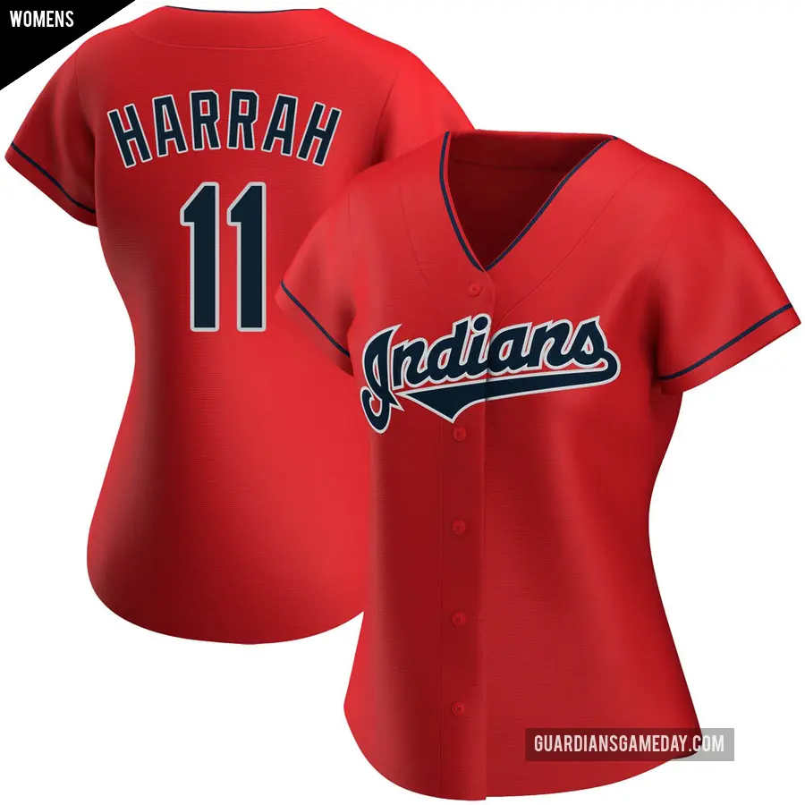 Women's Cleveland Guardians ＃11 Toby Harrah Authentic Red Alternate Jersey