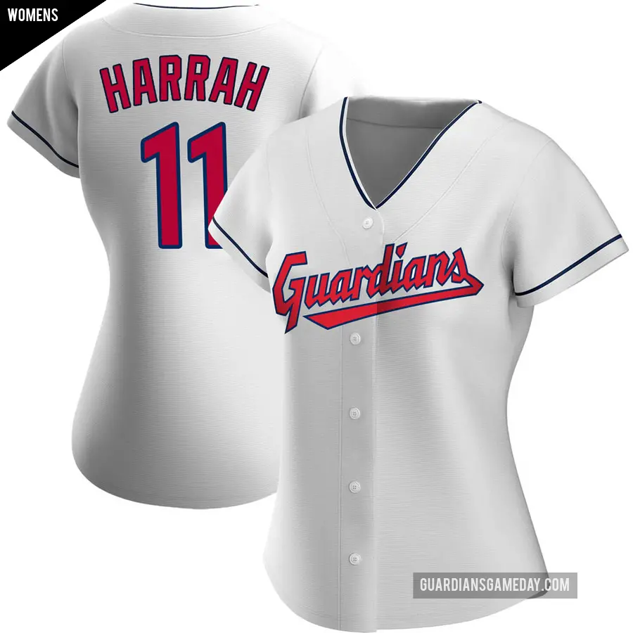 Women's Cleveland Guardians ＃11 Toby Harrah Authentic White Home Jersey