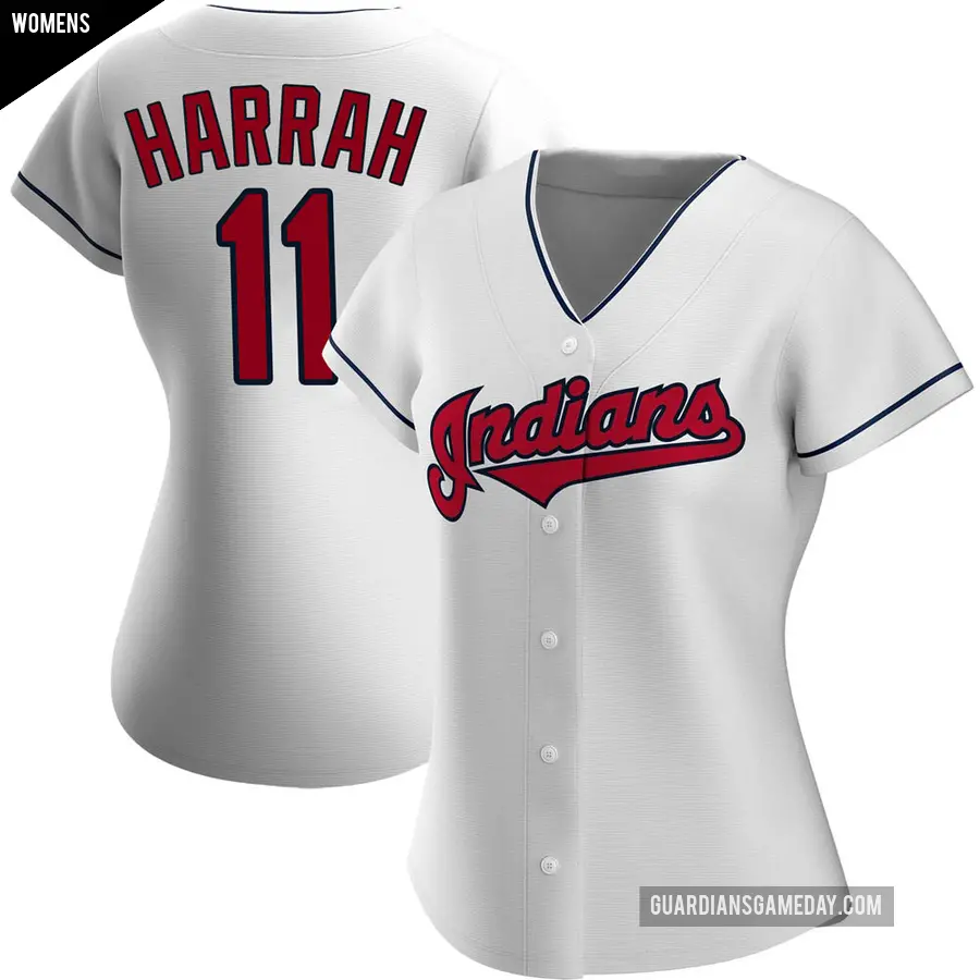 Women's Cleveland Guardians ＃11 Toby Harrah Authentic White Home Jersey