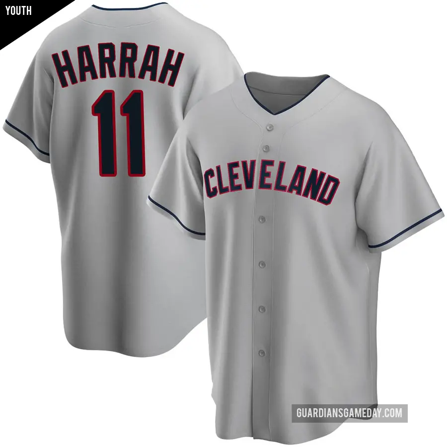 Youth Cleveland Guardians ＃11 Toby Harrah Replica Gray Road Jersey