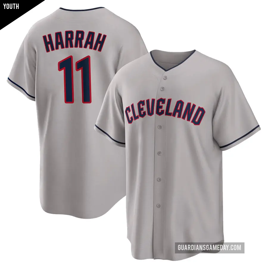 Youth Cleveland Guardians ＃11 Toby Harrah Replica Gray Road Jersey