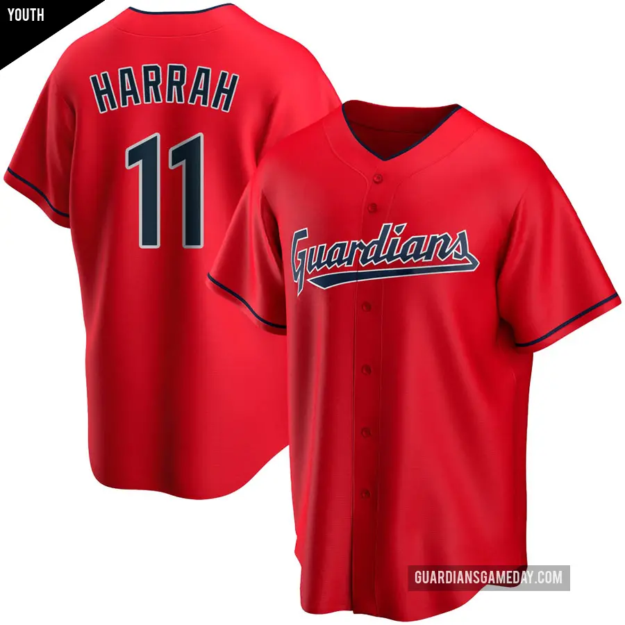 Youth Cleveland Guardians ＃11 Toby Harrah Replica Red Alternate Jersey